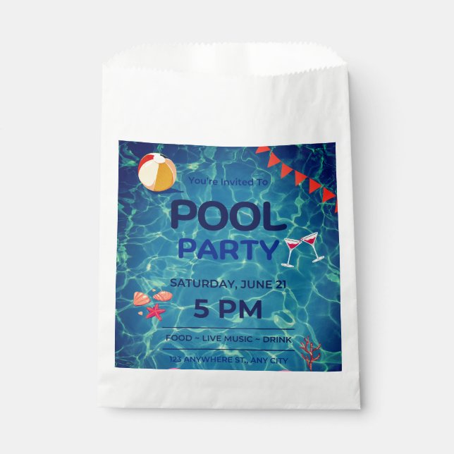 Pool Geburtstagsparty Begrüßung Geschenktütchen (Vorderseite)