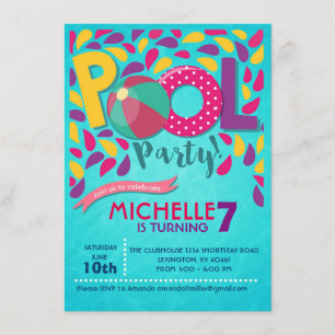 Pool Geburtstagsparty Einladung
