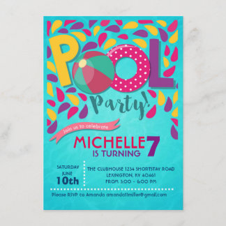 Pool Geburtstagsparty Einladung
