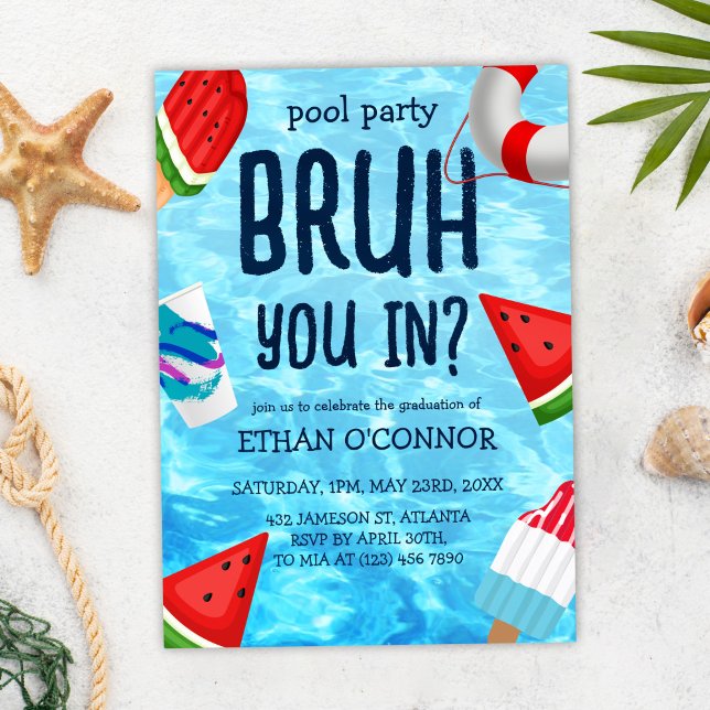 Pool Grad Party High School Abschluss Einladung (Pool Grad Party High School Senior Graduation Invitation)