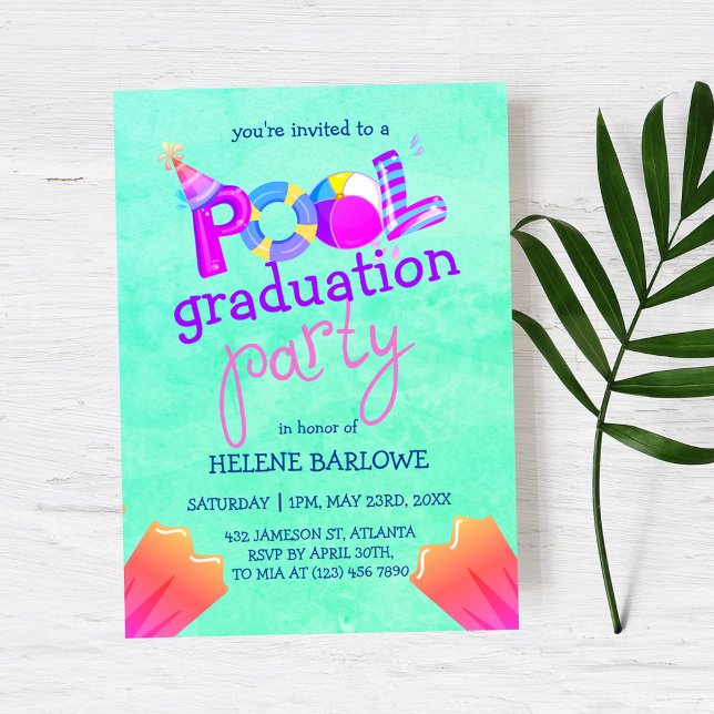 Pool Grad Party Senior High 2023 School Abschluss Einladung (Von Creator hochgeladen)