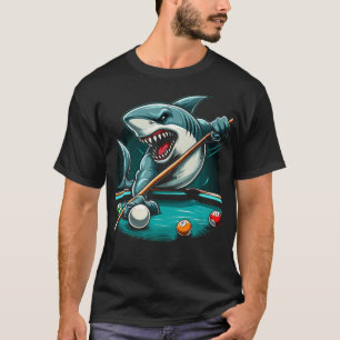 Pool-Hai Shark Lustiger Pool-Spieler Billard 8- T-Shirt