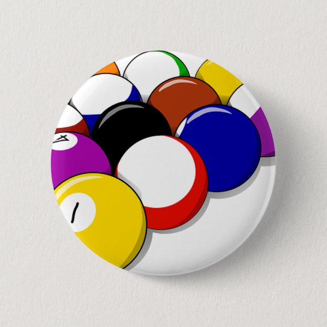Pool Hall Balls Rack Em Sports Billard Button (Vorderseite)