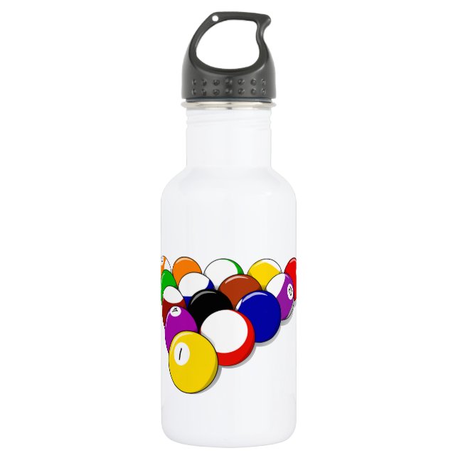 Pool Hall Balls Rack Em Sports Billard Trinkflasche (Vorderseite)