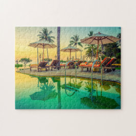 Pool im Sunset Jigsaw Puzzle
