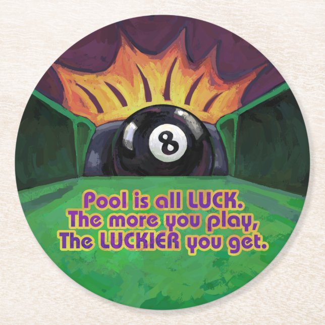 Pool ist Glück Runder Pappuntersetzer (Vorderseite)