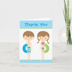 Pool Kids Note Card Dankeskarte