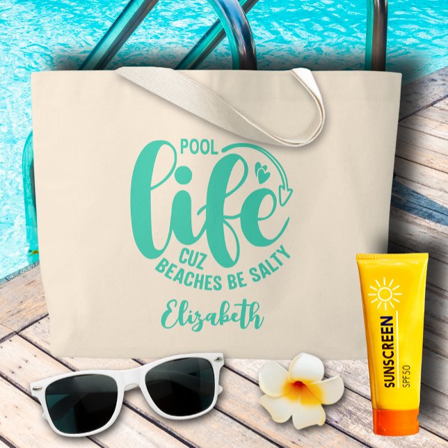 Pool Life Türkis Jumbo Stoffbeutel (Pool Life Turquoise Large Tote Bag)