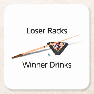 Pool Loser Racks Gewinner Drinks Rechteckiger Pappuntersetzer