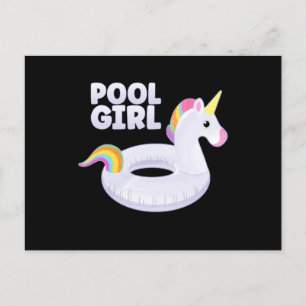 Pool-Mädchen-Einhorn-Schwimmhilfe-Party-Sommerferi Postkarte