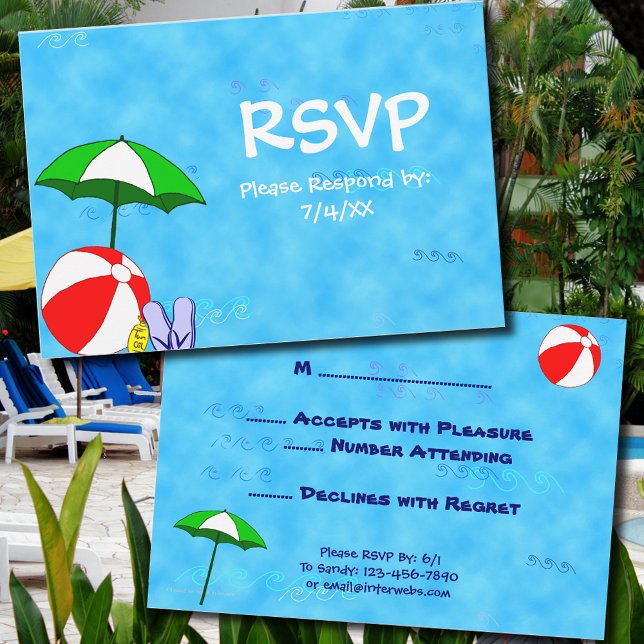 Pool- oder Beach-Party 3.5x5 RSVP-Karte Einladung (Von Creator hochgeladen)