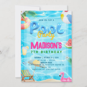 Pool Party Anniversaire de fête Invitation