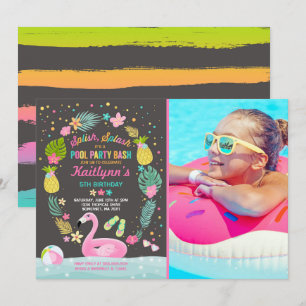 Pool Party Anniversaire Invitation Flamant rose tr
