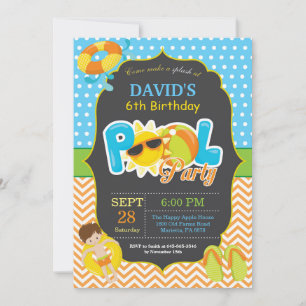 Pool Party Anniversaire Invitation Splish Splash B