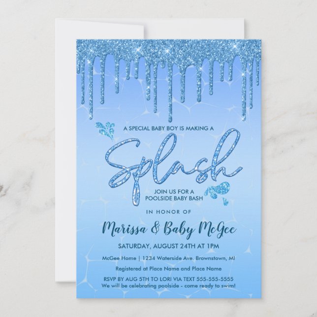 Pool Party Babydusche Einladung (Vorderseite)