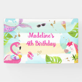 Pool Party Bash Einhorn Meerjungfrau Flamingo Gebu Banner