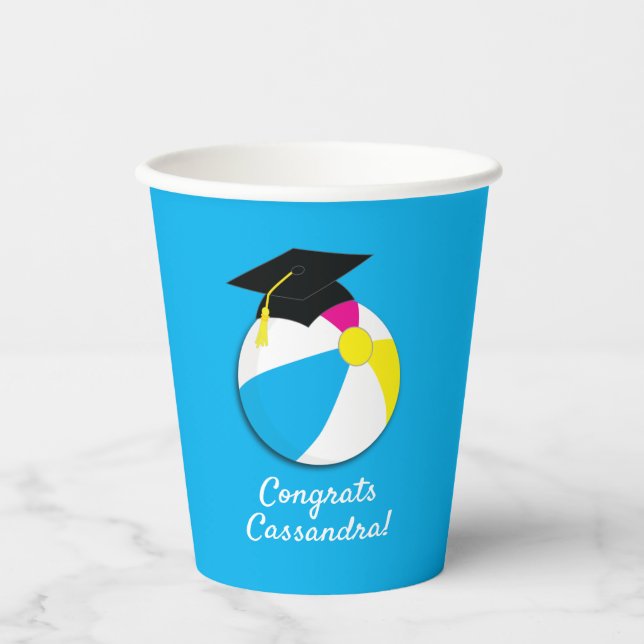 Pool Party Beach Ball Graduation Party Pappbecher (Vorderseite)