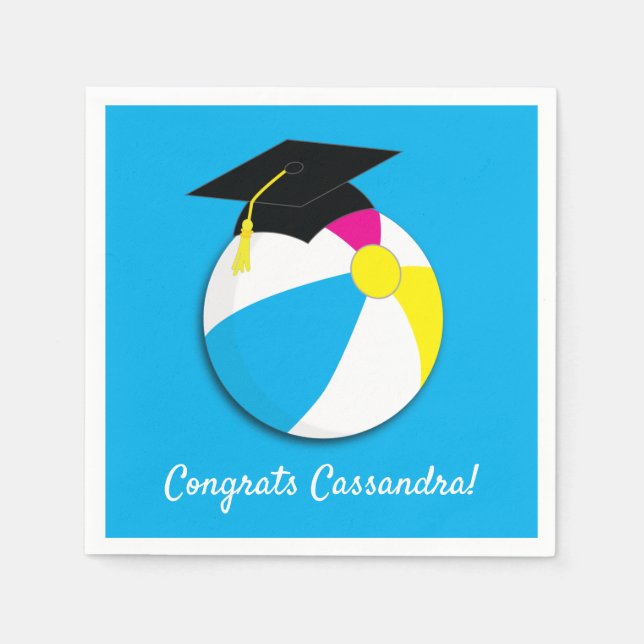 Pool Party Beach Ball Graduation Party Serviette (Vorderseite)
