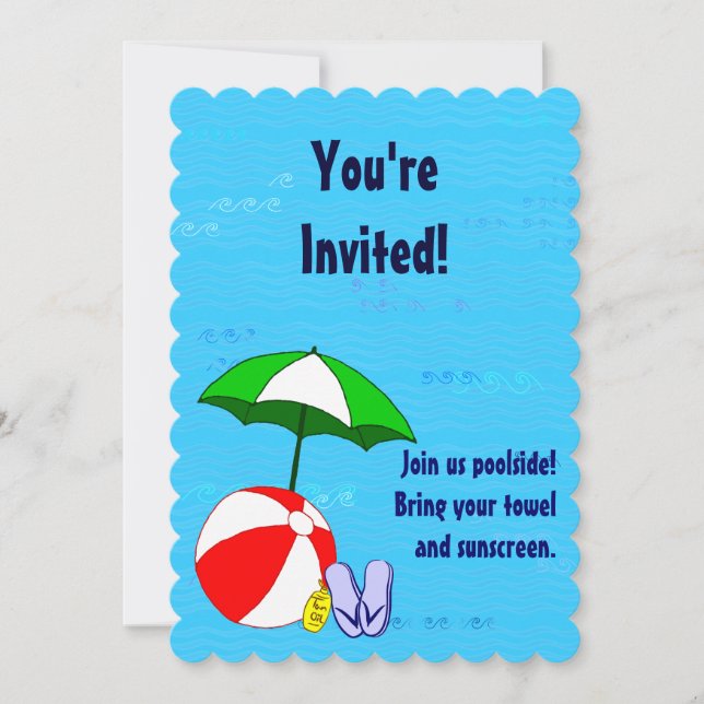 Pool Party Beach Ball Invitations personnalisées (Devant)