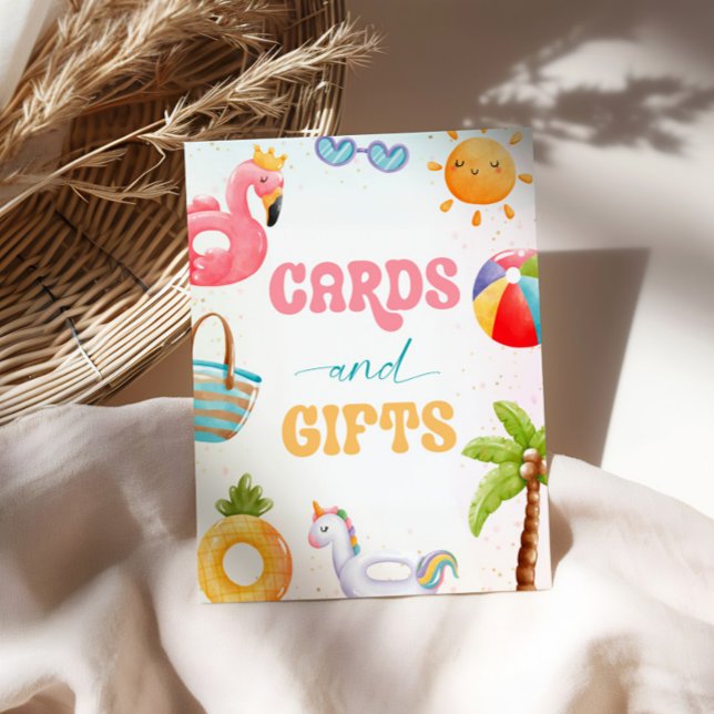Pool Party, Beach Birthday Party Cards und Geschen Sockelschild (Von Creator hochgeladen)