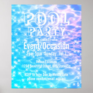 Pool Party Beach Party Sommer Party blaues Wasser Poster