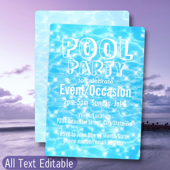 Pool Party Beach Party Sommer Party modern cool Einladung (Von Creator hochgeladen)
