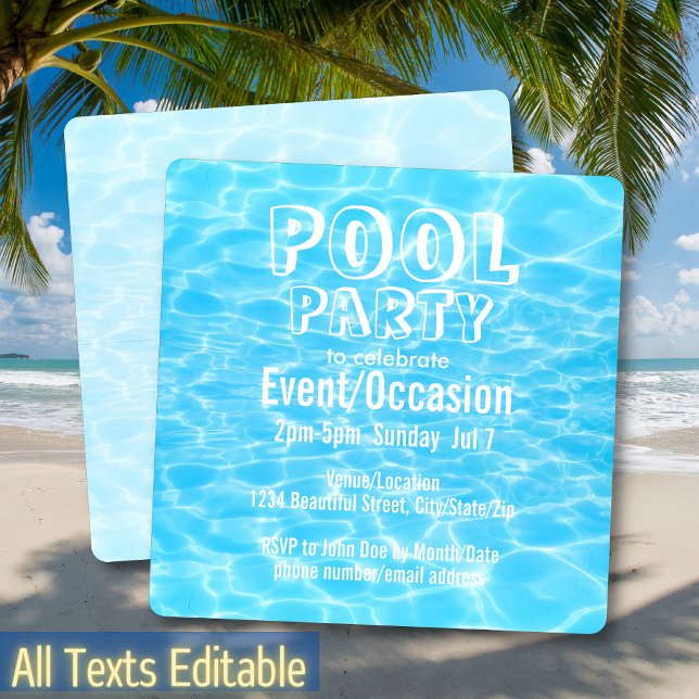 Pool Party Beach Party Sommer Party modern Einladung (Von Creator hochgeladen)