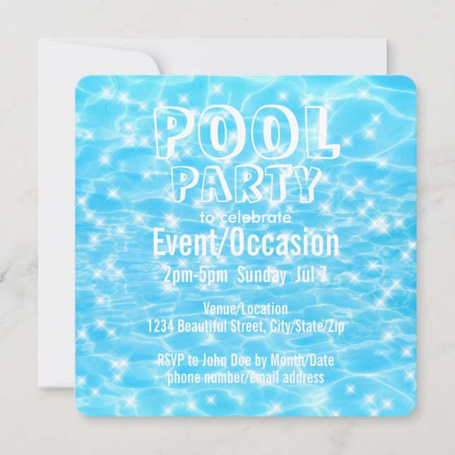 Pool Party Beach Party Sommer Party modern Einladung (Vorderseite)