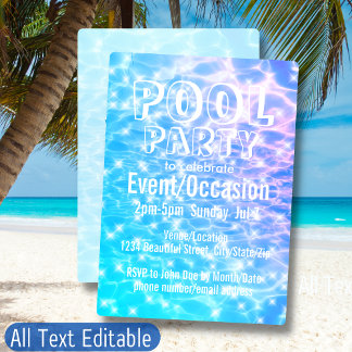 Pool Party Beach Party Sommer Party Moderner Chic Einladung
