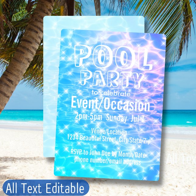 Pool Party Beach Party Sommer Party Moderner Chic Einladung (Von Creator hochgeladen)