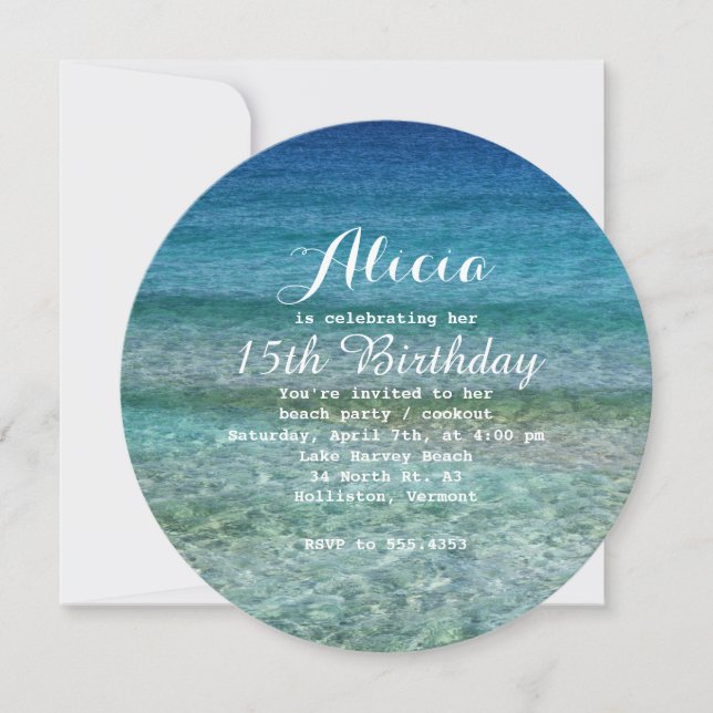 Pool Party Beach Party Wasser Runde Einladung (Vorderseite)
