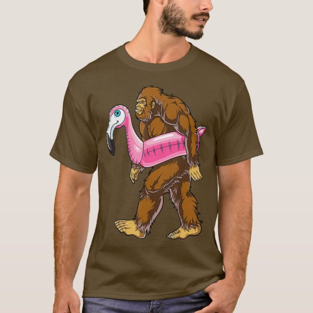 Pool Party Bigfoot Flamingo T Shirt Sasquatch (Vorderseite)