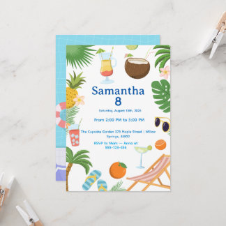 Pool Party Birthday Invitation - Summer Theme Einladung