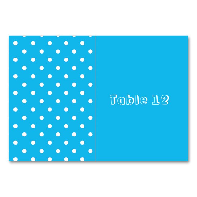 Pool Party Blue Polka Dot Table Cards Tischnummer (Vorderseite)