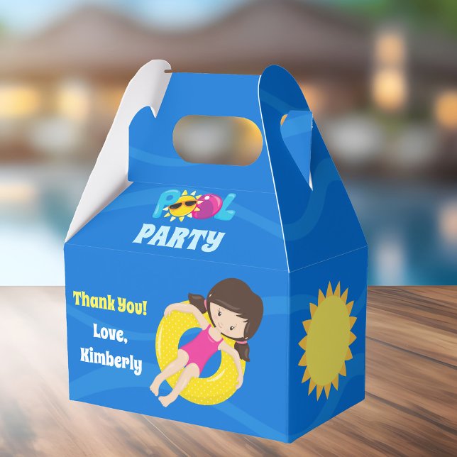 Pool Party Blue Water Cooler Kindergeburtstag Geschenkschachtel (Von Creator hochgeladen)