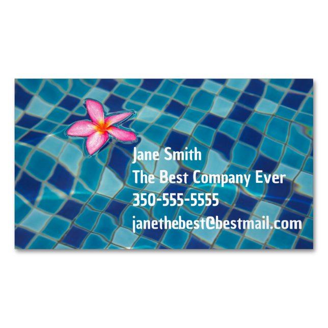 Pool Party Blues rosa Blume schwimmende Farbe Pop Magnetische Visitenkarte (Vorderseite)