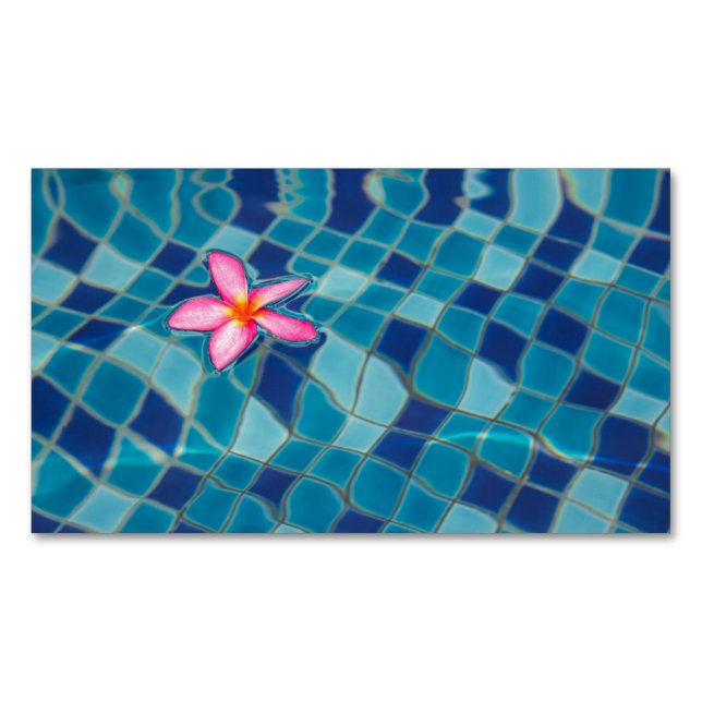 Pool Party Blues rosa Blume schwimmende Farbe Pop Magnetische Visitenkarte (Vorderseite)