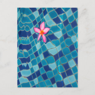 Pool Party Blues rosa Blume schwimmende Pop Farbe Postkarte