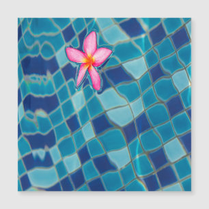 Pool Party Blues rosa Blume schwimmender Magnet