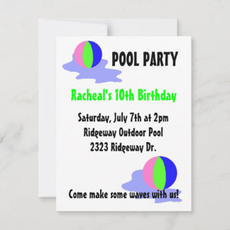 Pool Party Bright Beach Balls Einladung