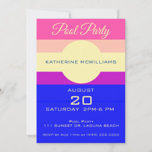Pool Party-Bright farbene Streifen-Sunkiss Bliss Einladung