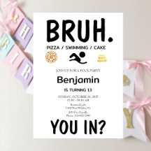 POOL PARTY Bruh Birthday Einladung