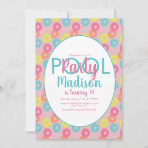 Pool Party Colorée Anniversaire Invitation