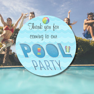 Pool Party Danke Regenbogen-Version Runder Aufkleber