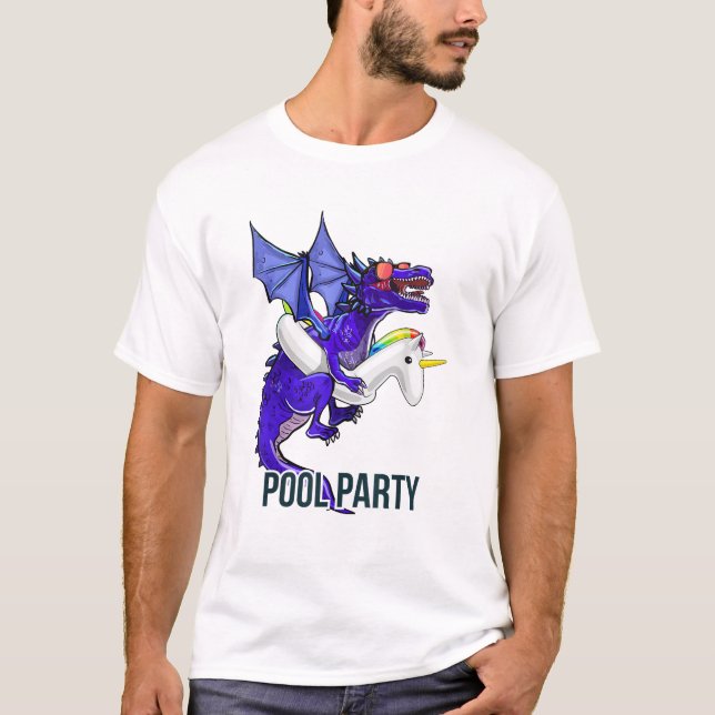 Pool Party Drachen Einhorn Float Shirt Drachen Ges (Vorderseite)