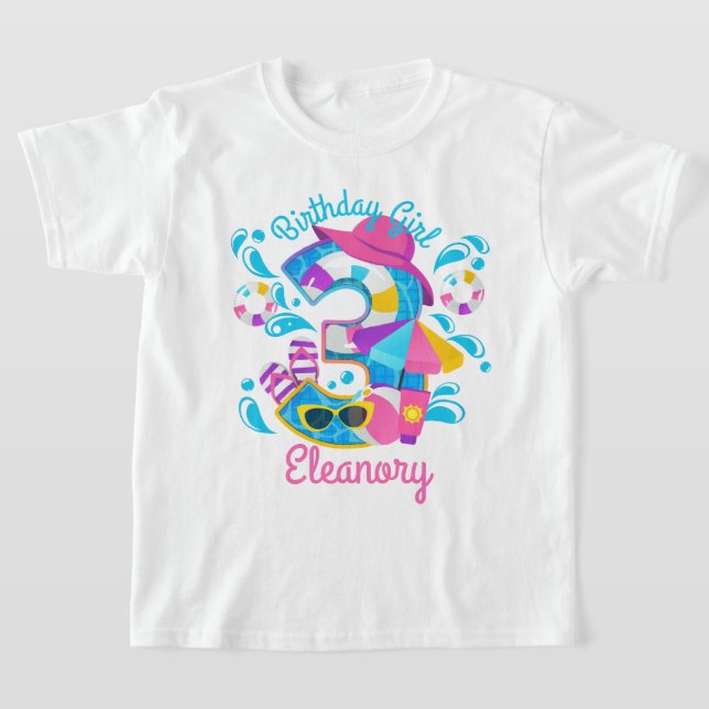 Pool Party Dritter Geburtstag Sommer T-Shirt (Ablage )