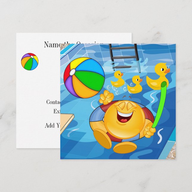 Pool-Party Einladung (Vorne/Hinten)