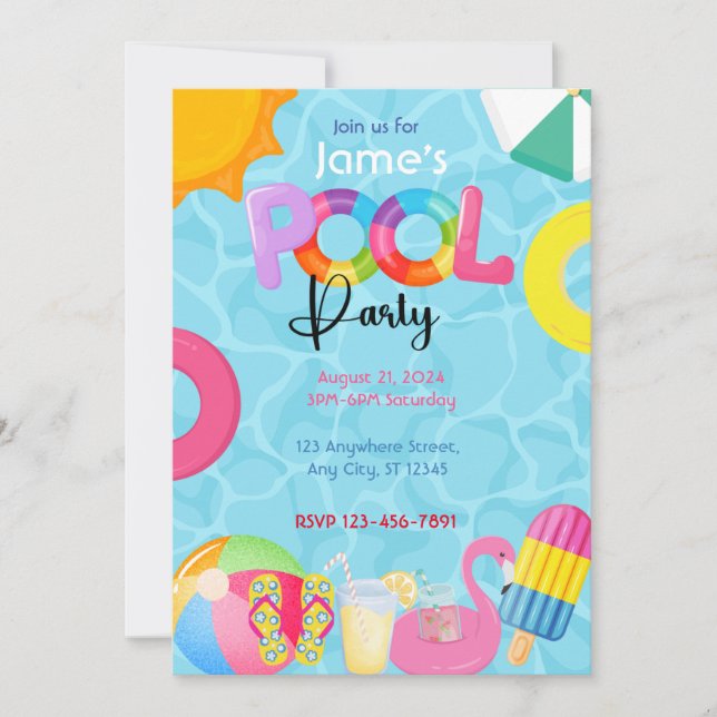 Pool-Party Einladung (Vorderseite)