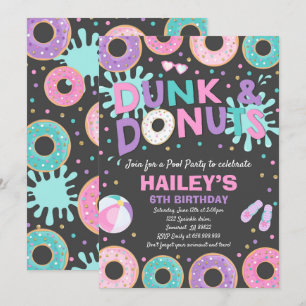 Pool Party Einladung Dunk und Donuts Pool Party