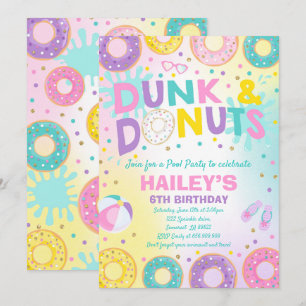 Pool Party Einladung Dunk und Donuts Pool Party